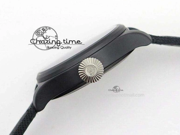 MIROTIME 0107 Durable Big Pilot 5019 Ceramic Case Black Dial Green Markers Asian 23J 7396